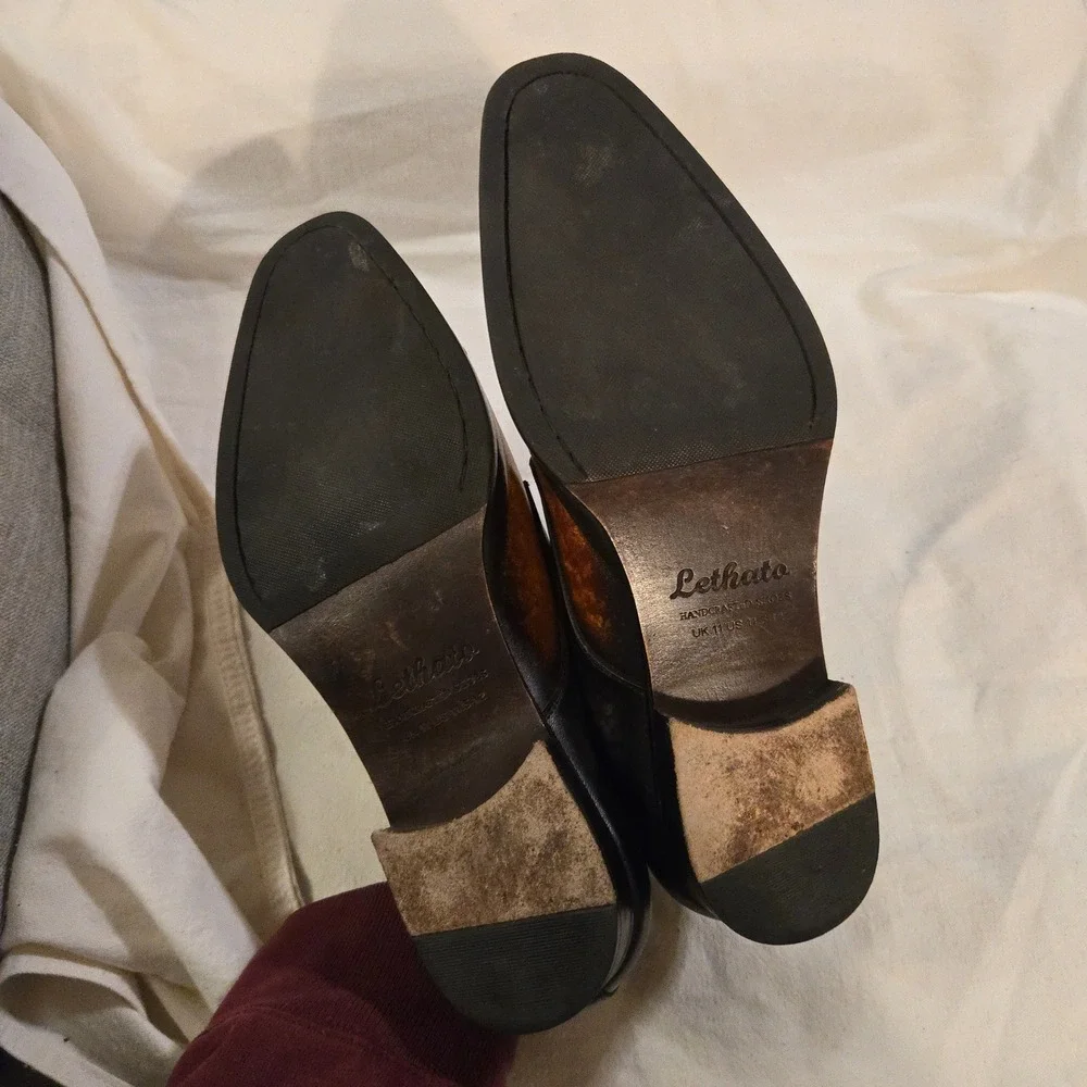 Dress Shoes Lethato Double Monk Strap Size 12 Mens Brown Black Burnished Leather